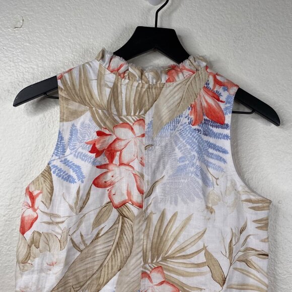 Tommy Bahama Womens Two Palms Ruffle Linen Shift Dress Multicolor Tropical Sz XS - Picture 13 of 16